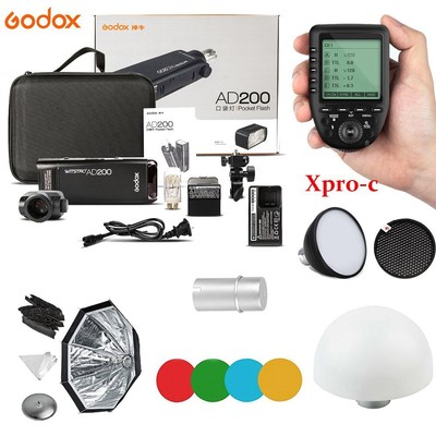 Godox AD200 TTL HSS Blitz & Reflektor Filter Softbox Diffusor & XPro-C Für Canon
