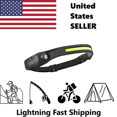 Rechargeable LED Headlamp, 270° Wide Beam Head Lamp, Motion Sensor LED Headlamps