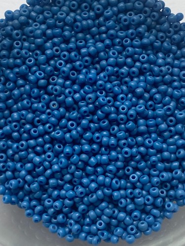 Rare French Glass Antique Micro Seed Beads-12/0-13/0 Medium Turquoise Blue 5 g's