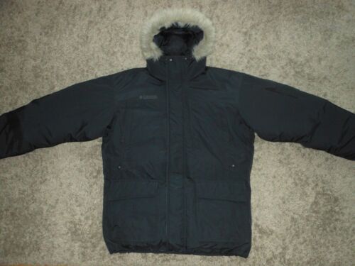 NEW Mens Columbia Down Parka Hoodie Jacket in Black - Size Large - Picture 1 of 10