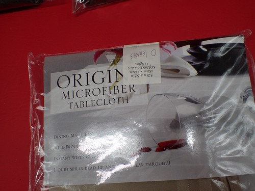 Lot of 4 Origins Microfiber Tablecloths Chocolate & Beige Spill Proof - Picture 5 of 17