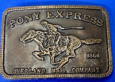 Pony Express Overland Mail Company 1860 Wells Fargo Co Solid Brass Belt Buckle