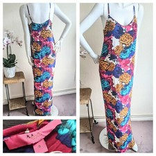NEXT Maxi Strappy Floral Dress Long Summer Holiday Ditsy Boho Slit Size UK 8