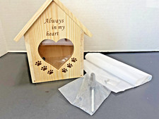 New Wooden Pet Urn Light Colored Heart Shaped Window Pet Urn
