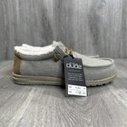 Hey Dude Mens Wally Size 8 Herringbone Grey Faux Sherpa Casual Loafer Slip On