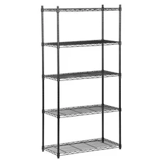 5-Tier Storage Shelf Rack Wire Unit Shelves for Home Office with Wheel Caster