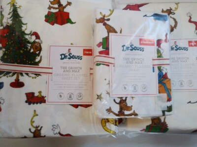 Pottery Barn Kids Twin Seuss The Grinch Max Sheet Set, Duvet Cover Sham