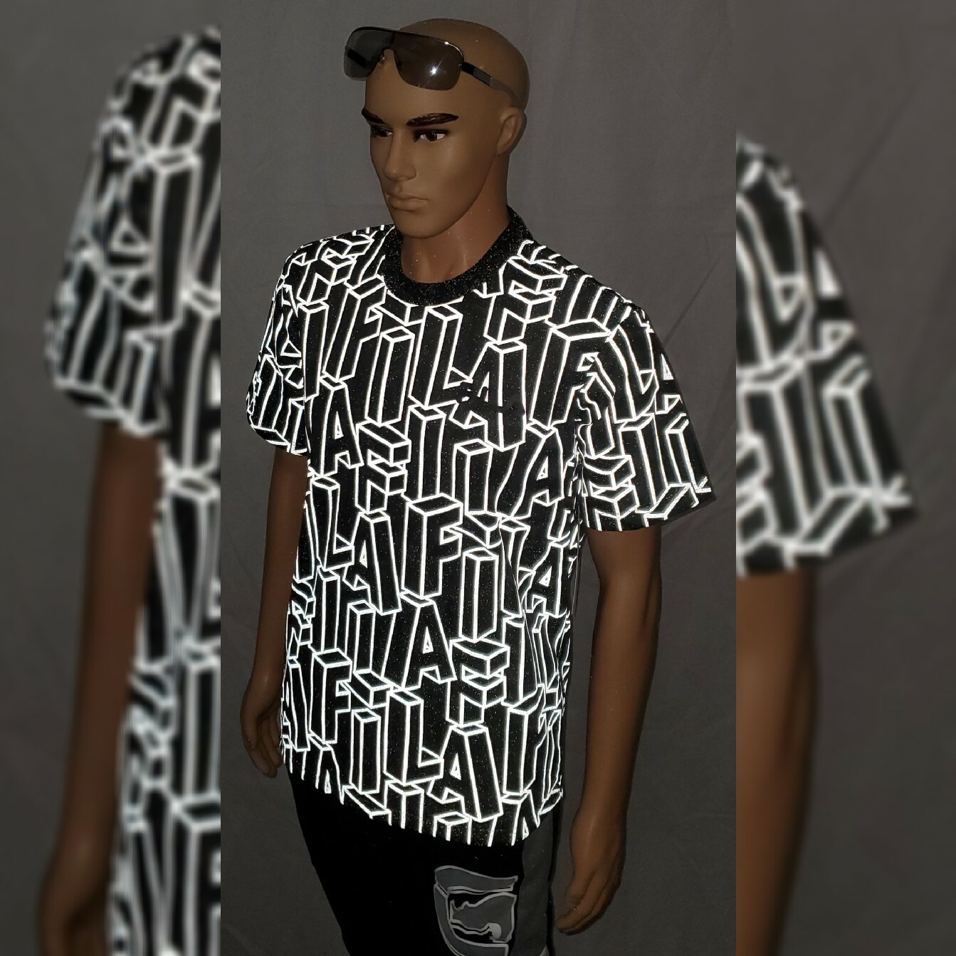 FILA REF TEE UOMO MANICA CORTA STAMPATA ALL OVER CON EFFETTO RIFLETTENTE S. XL NERA