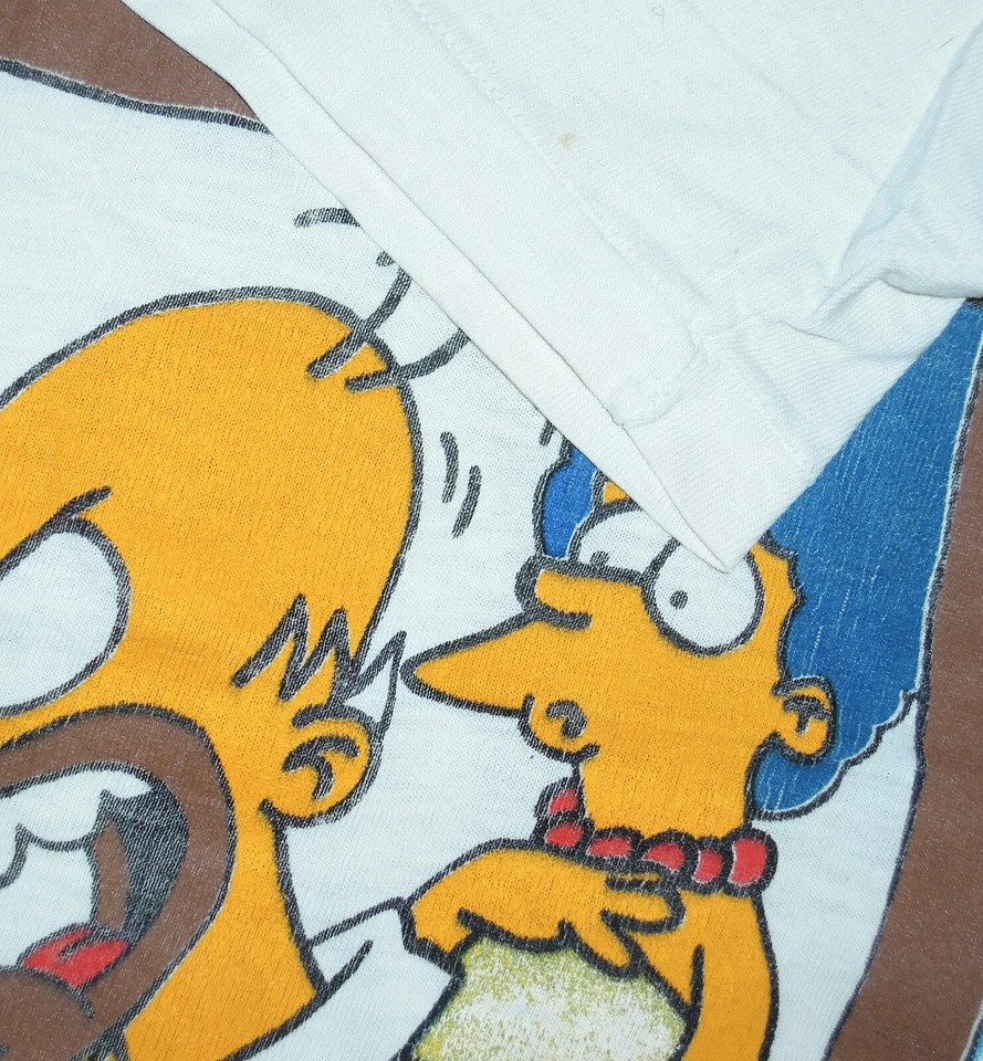 Camiseta Vintage 80s 90s Los Simpsons Bart Homer Puntada Individual Cuello V Desgastado L Foto 3 de 4