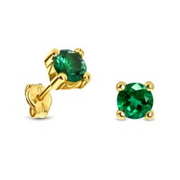 Miore - Ohrstecker Aus Gelbgold, Ohrringe 9 Karat 375 Gold - Mit Smaragden