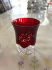 THREE EAPG RUBY RED FLASH GLASS creamer/pitcher and inital from the late 1800's — photo 4