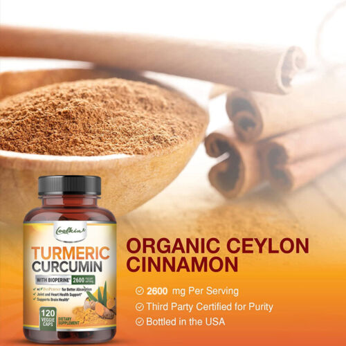Curcuma curcuma ad alta potenza 95% 2600 mg con estratto di pepe nero BioPerine - Foto 5 di 11