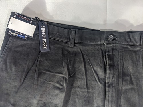 Clearance- Size 46 Big Roundtree & Yorke Casuals Chino Pleated Shorts 9"I Black - Picture 4 of 10