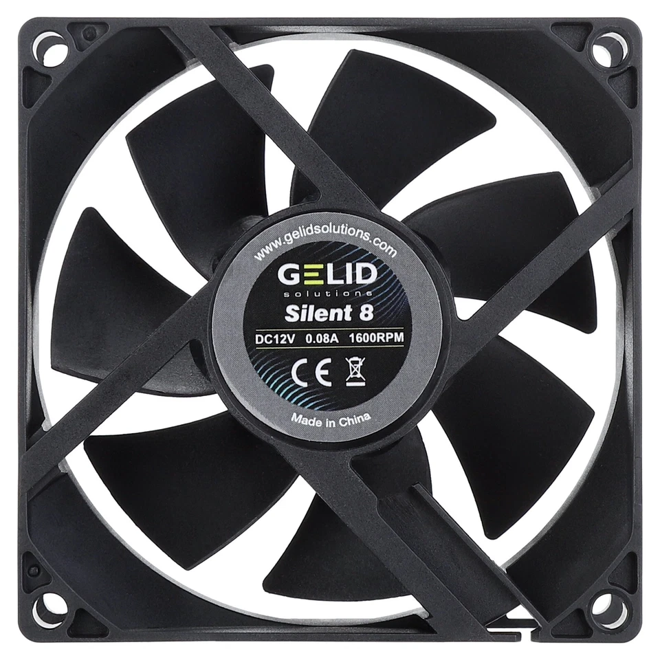 5 x Pack Gelid Solutions Silent 8 Black 80mm Case Fans 1600 RPM 21 CFM 3-Pin - Image 4 of 4
