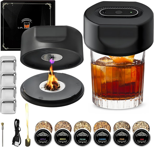 Electric Whiskey Smoker Kit - With 6 Flavors Wood, No Butane Needed
