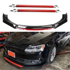 Front Bumper Lip Body Kit Splitter Spoiler Glossy Black Red For VW Volkswagen G