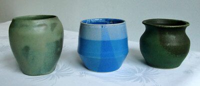3 x Blumenvase Steinzeug Fayence  INES  SCHEURMANN Gießen handgedreht 1997- 2000