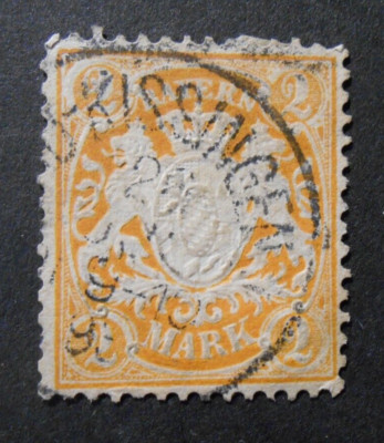 DEUTSCHLAND GERMANIA BAYERN 1890 BAYERN ''WAPPEN'' 2M orange GEBRAUCHT Mic.64