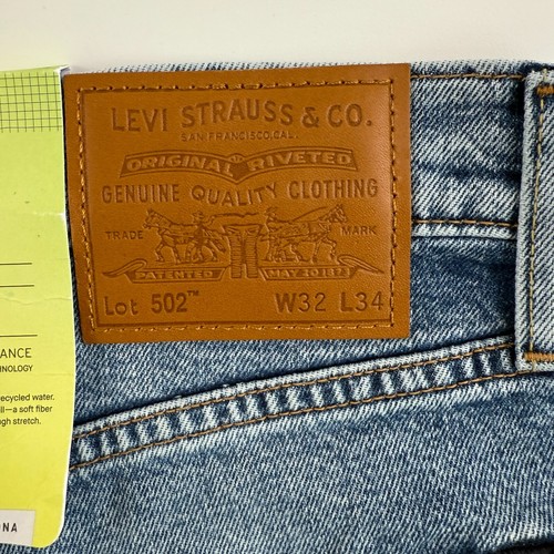 Levi's Premium Men 502 Taper Fit Stretch Tapered Leg Jeans 32x34 Blue NWT - Picture 12 of 17