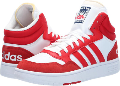 ADIDAS HOOPS 3.0 MID TOP SNEAKERS BASKETBALL MEN SHOES RED/WHITE SIZE 10.5 NEW