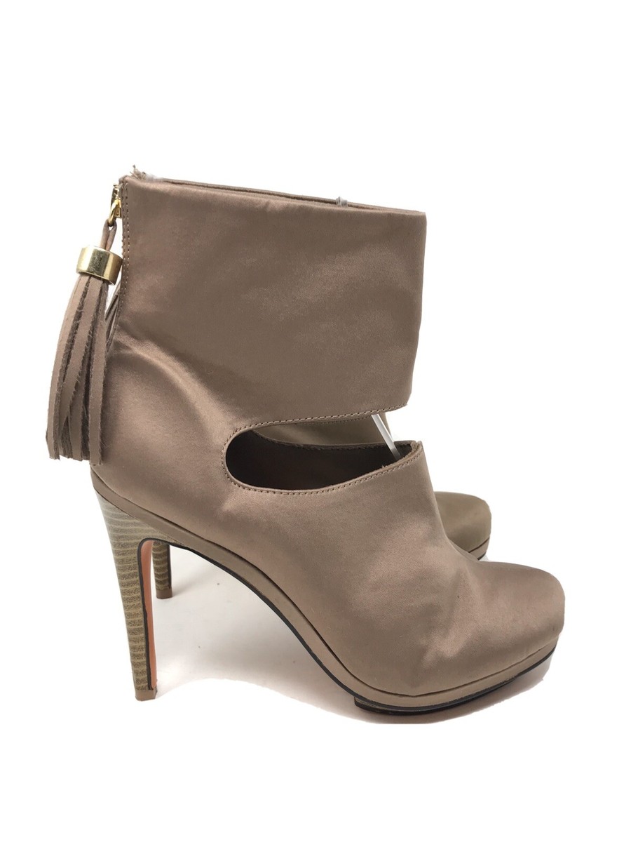 Silvia Tcherassi For Payless Tan Booties High Heels Tassle Zip