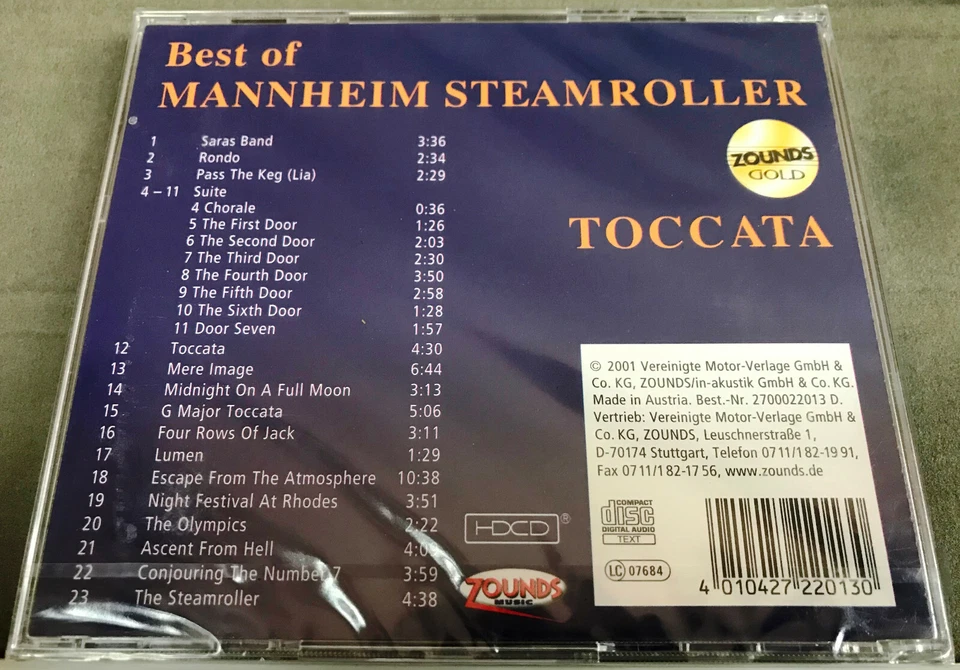 ZOUNDS - 24k Gold CD - Mannheim Steamroller - FRESH AIRE/TOCCATA...Best - NEU! - Bild 2 von 2