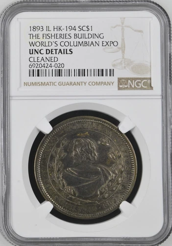 1893 IL HK-194 The Fisheries Building Worlds Columbian Exposition SC$1 NGC BU