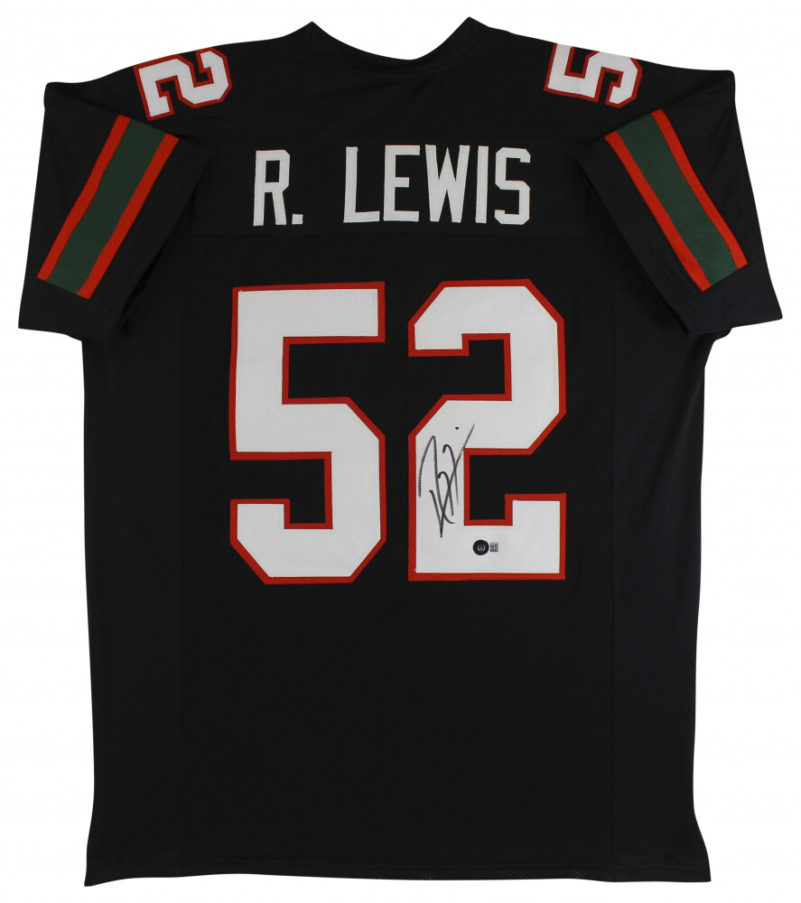 Ray Lewis Signed Miami Hurricanes Black Jersey (Beckett) 13xPro