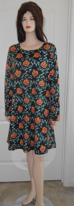 Ouges Halloween Scary Pumpkin Trapeze Knit Dress … - image 1