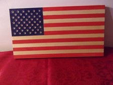 Classic 12" wood flag, hand made, hand painted