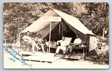 Vintage RPPC Highwood IL Fresh Air Camp ABODE OF LOVE 1913 Men Tent Chicago T21