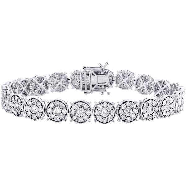 "10K WeißGold Diamant Damen Rund Glieder Statement Tennis 7 \" Armband 2 Karat"-image