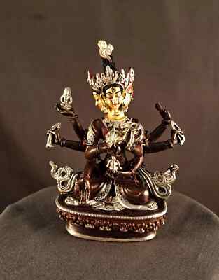 Gold Face Paint Goddess Namgyalma Ushnishavijaya Silver Oxide Copper Statue free