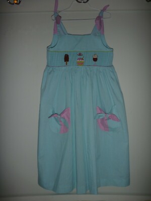white christmas dresses Ice Cream Smocked Dress Aqua Check main image 1