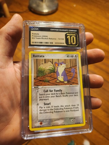 (POP 12) CGC 10 PRISTINE Rattata 72/109 EX Team Rocket Returns Pokemon Card - Picture 2 of 4