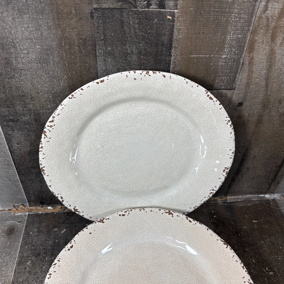 Conjunto de 4 pratos de jantar IL Mulino craquelado rústico 100% melamina 11" - Imagem 4 de 4