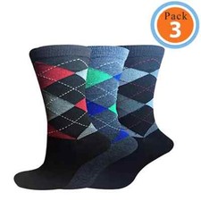 Men's Cotton Argyle Diamond Striped RGB Rich Dress Socks