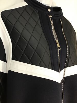Neil Barrett Jacket Black Viscose White Lamb Trim 2 Zipper Front