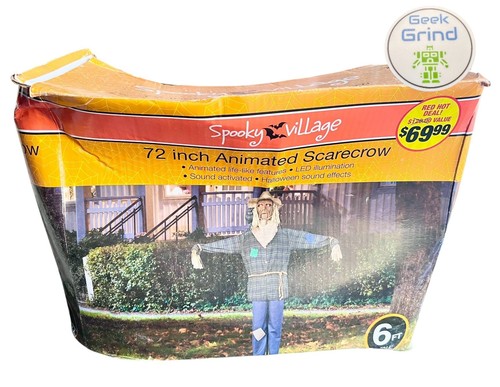 ANIMATED LIFESIZE HALLOWEEN TALKING SCARECROW with CROW - CREEPER DECOR - HORROR - Imagen 4 de 5