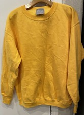 NEW 70s 80s Delta NEW Crew 50/50 Sweatshirt Yellow Made in USA Mens XL