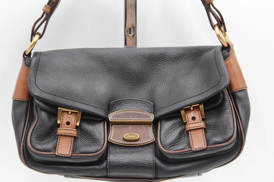 Prada BR2668 Vit Daino Rocke Hobo Handbag Leather Black/Brown, Pre-Owned - Image 2 of 4