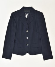 Les Copains Womens 3 Button Blazer Jacket It 42 Medium Navy Blue Jn05