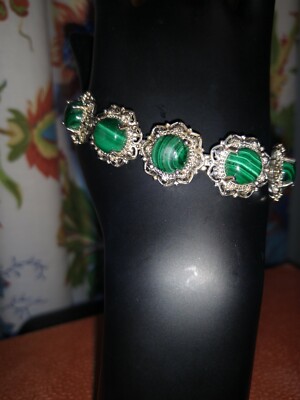 KARIS Gorgeous African Malachite Bolo BraceletPlatBond/Stainless Steel TCW=21.00
