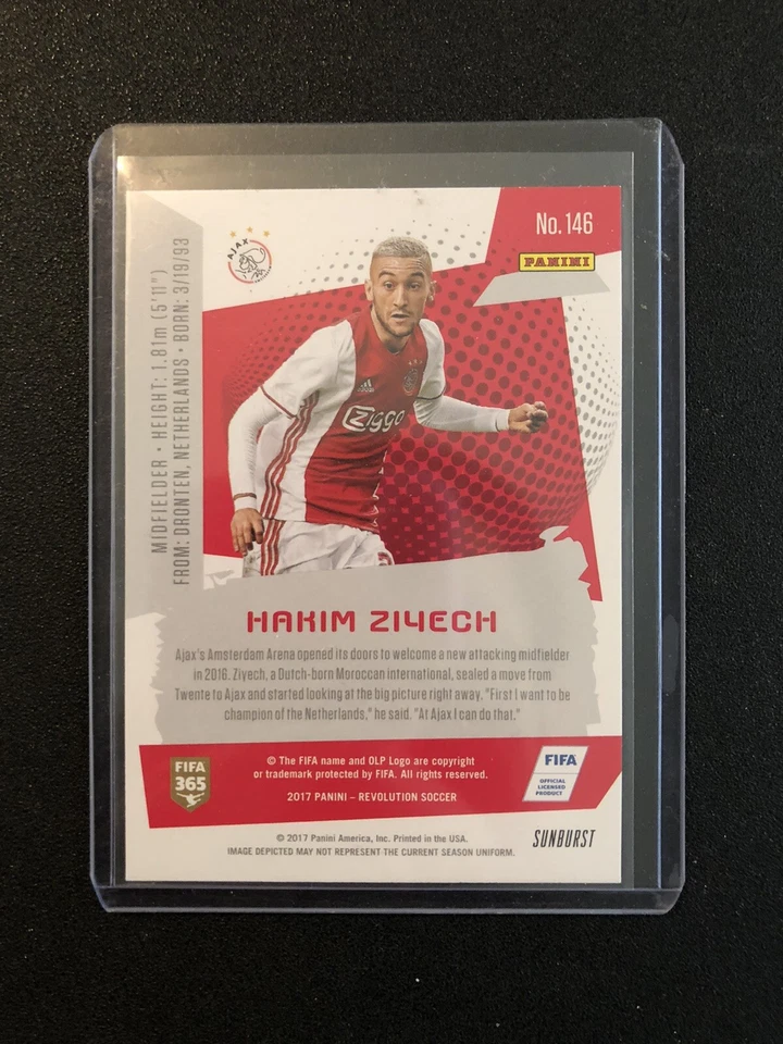 2017 Panini Revolution Sunburst #146 Hakim Ziyech Rookie AFC Ajax Chelsea - Image 2 of 2