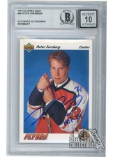 Peter Forsberg 1991-92 Upper Deck Rookie Autograph HOF 14 Card #64 BAS 10