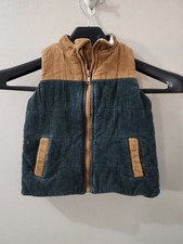Tommy Bahama Jacket Boys 2T Blue BRN Corduroy Vest Puffer Zip Colorblock Outdoor