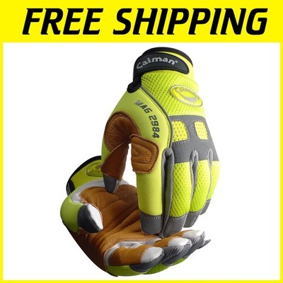 Protective Hi-Vis Leather Patch Gloves