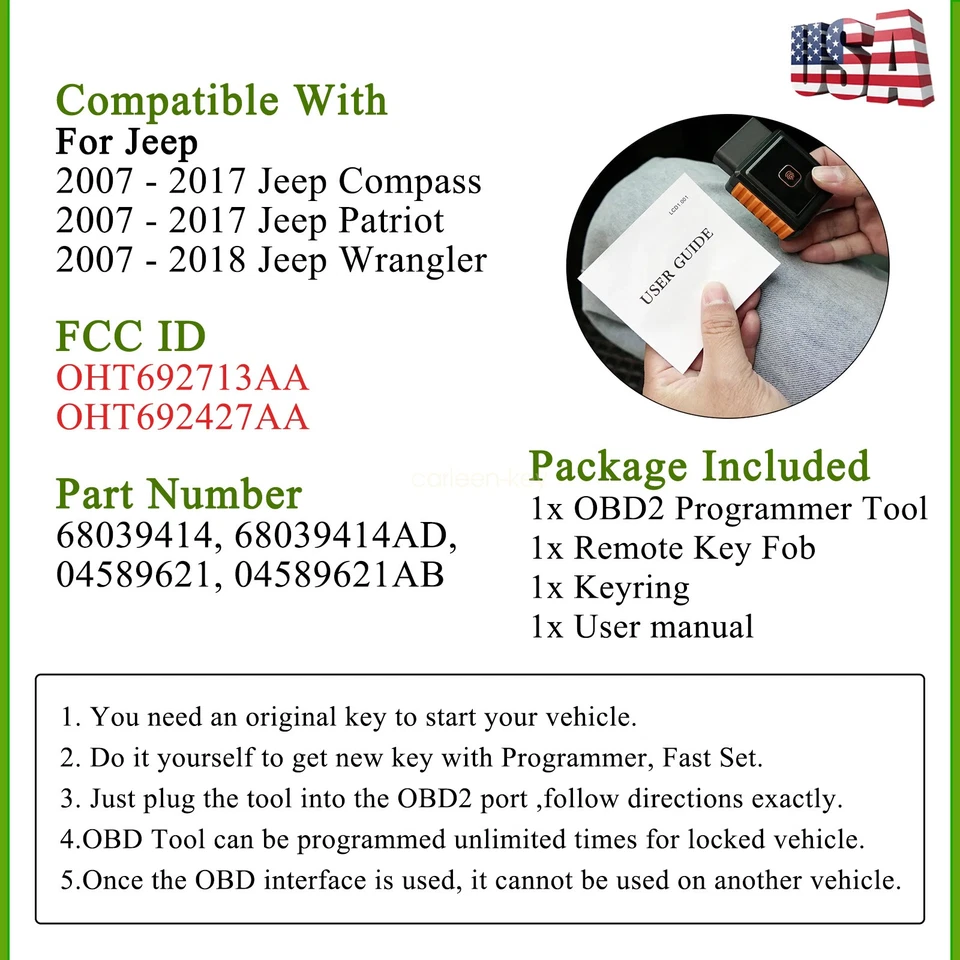 Брелок дистанционный автомобильный для Jeep Wrangler Patriot 2007 - 2018 годов выпуска 4 кнопки с набором инструментов - Изображение 2 из 4