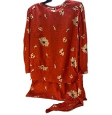 Vintage Maggy London Jeannene Booher Womens 2pc Sz 6 Silk Skirt Suit Set 80s Red