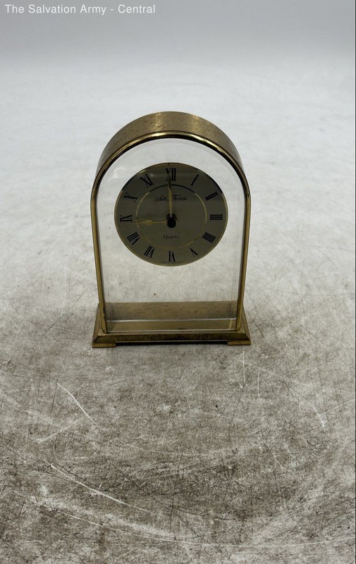 Seth Thomas By Talley Camina Gold Clear Brass Quartz Desk Clock Small